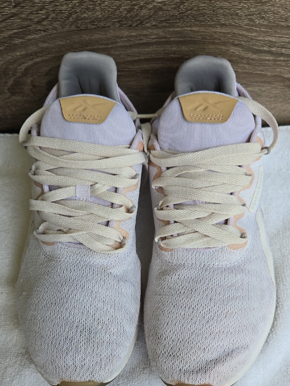 Reebok Women's Knit Lace-Up Sneakers in Light Pink and Cream